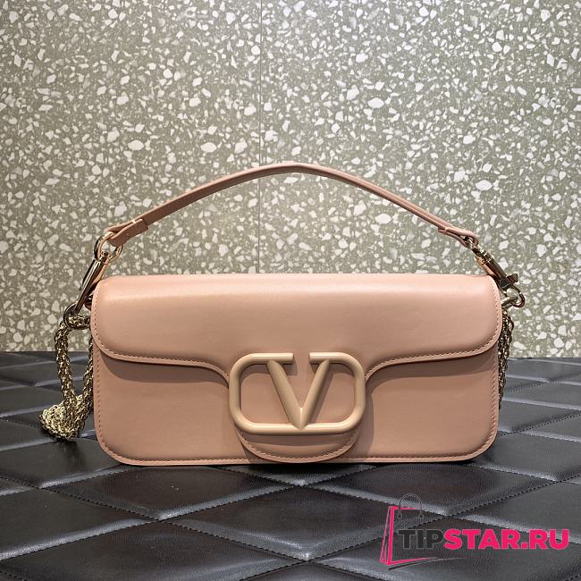 Valentino Locò Calfskin Shoulder Bag Rose Size 27x13x6 cm - 1