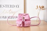 Chanel Small Backpack Grained Shiny Calfskin AS3787 Pink Size 17.5-16.5-10 cm - 1