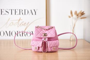 Chanel Small Backpack Grained Shiny Calfskin AS3787 Pink Size 17.5-16.5-10 cm