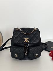 Chanel Small Backpack Grained Shiny Calfskin AS3787 Black Size 17.5-16.5-10 cm - 1