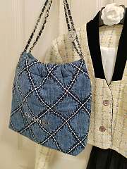 Chanel 22 Small Handbag AS3260 Blue Denim Size 35 × 37 × 7 cm - 4