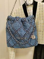 Chanel 22 Small Handbag AS3260 Blue Denim Size 35 × 37 × 7 cm - 3
