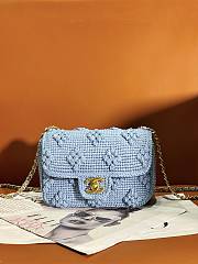 Chanel Mini Flap Bag Raffia Effect Blue AS4518 Size 12.5 × 19.5 × 6.5 cm - 1