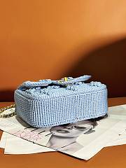 Chanel Mini Flap Bag Raffia Effect Blue AS4518 Size 12.5 × 19.5 × 6.5 cm - 4
