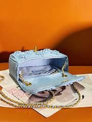Chanel Mini Flap Bag Raffia Effect Blue AS4518 Size 12.5 × 19.5 × 6.5 cm - 2