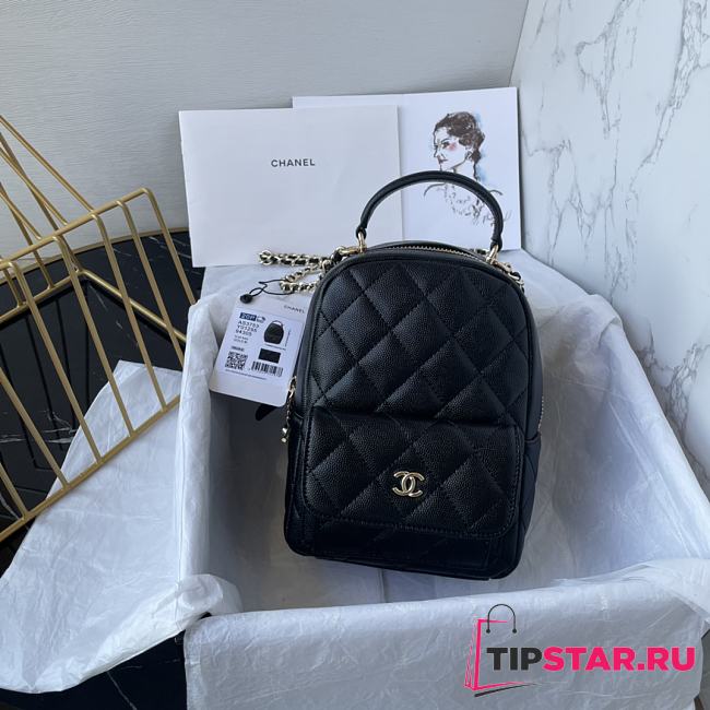 Chanel Classic Mini Backpack AP3753 Grained Black Size 18 × 13 × 9 cm - 1