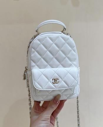 Chanel Classic Mini Backpack AP3753 Grained White Size 18 × 13 × 9 cm
