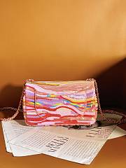 Chanel Mini Classic Handbag Embroidered Satin Yellow, Purple & Pink A69900 Size 12 × 20 × 6 cm - 3