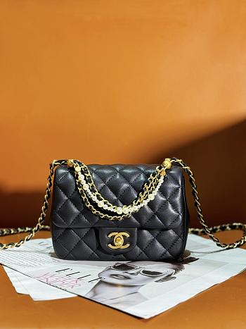 Chanel Mini Flap Bag AS4385 Black Lambskin Size 12.5 × 17 × 5 cm