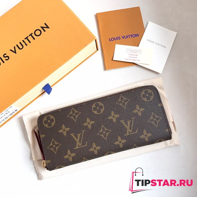 Louis Vuitton M60742 Clémence Wallet Fuchisa Monogram Size 20 x 9 x 2 cm - 1