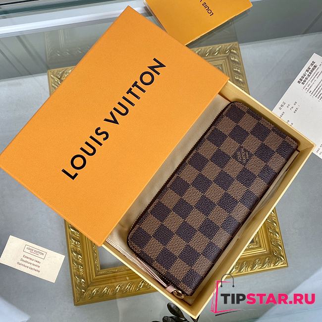 Louis Vuitton N41626 Clémence Wallet Rose Damier Ebene Size 19.5 x 9 x 1.5 cm - 1