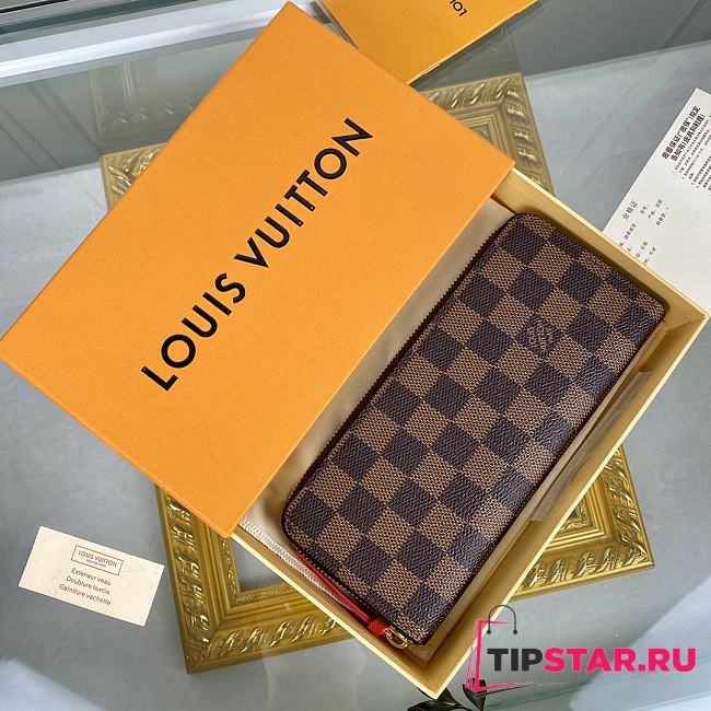 Louis Vuitton N60534 Clémence Wallet Cherry Damier Ebene Size 19.5 x 9 x 1.5 cm - 1