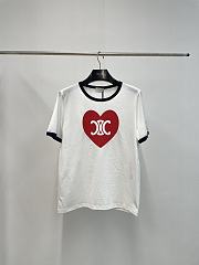 Celine Heart Triomphe T-Shirt In Cotton Jersey White - 1