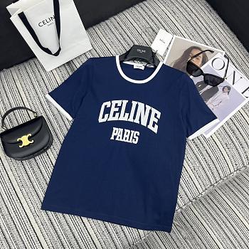 Celine Paris 70's T-Shirt In Cotton Jersey Navy Blue