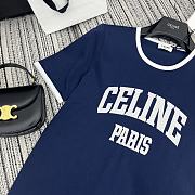 Celine Paris 70's T-Shirt In Cotton Jersey Navy Blue - 4