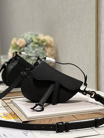 Dior Mini Saddle Bag With Strap Black Ultramatte Calfskin Size 19 x 16 x 5 cm