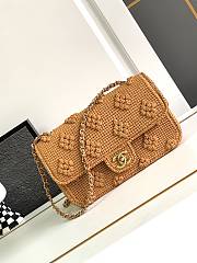 Chanel Flap Bag Raffia Effect Braided & Gold-Tone Metal Camel AS4529 Size 15.5 × 25 × 6 cm - 1
