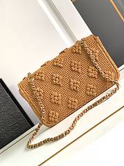 Chanel Flap Bag Raffia Effect Braided & Gold-Tone Metal Camel AS4529 Size 15.5 × 25 × 6 cm - 2