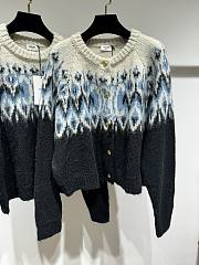 Celine Fair Isle Cardigan In Mohair And Silk Blue - 1