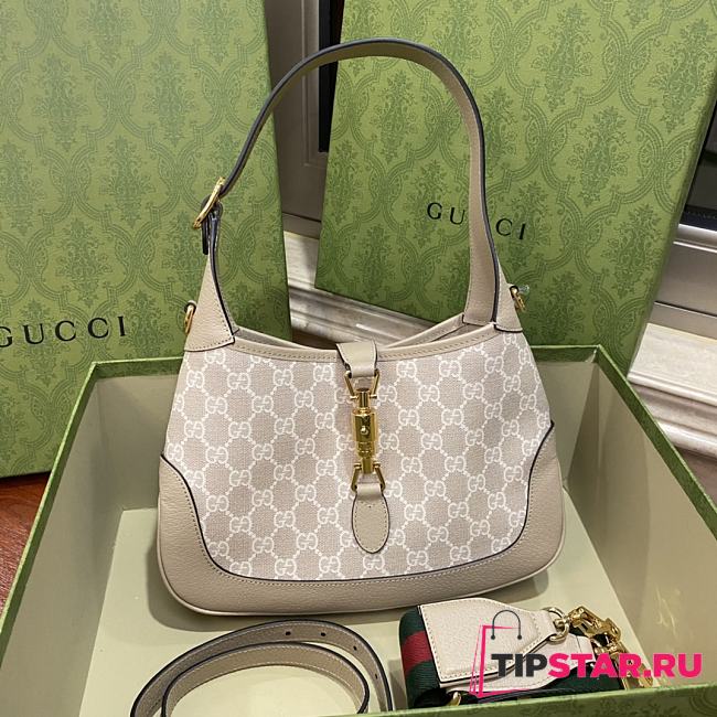 Gucci Jackie 1961 Small GG Shoulder Bag 678843 Beige & White Size 28.5x4x19cm - 1