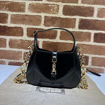 Gucci Jackie 1961 Mini Shoulder Bag ‎699651 Black Patent Size 19*13*3cm