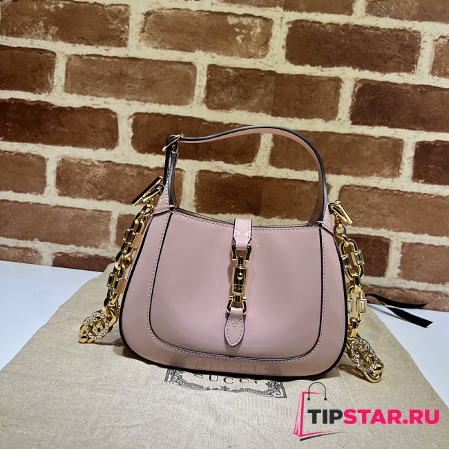 Gucci Jackie 1961 Mini Shoulder Bag ‎699651 Pink Patent Size 19*13*3cm - 1
