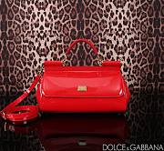 D&G Elongated Sicily Handbag Red Patent Size 18 x 29 x 10 cm - 1