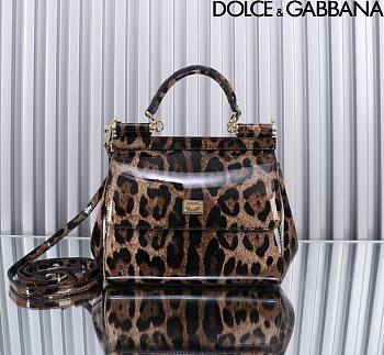 Kim D&G Medium Sicily Handbag Leopard Print Size 18.5 x 20 x 10 cm