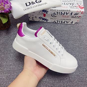 D&G Portofino Sneakers In Nappa Calfskin With Lettering Pink