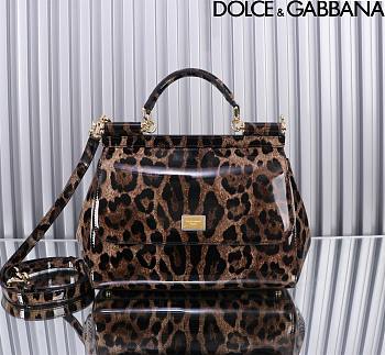 Kim D&G Large Sicily Handbag Leopard Print Size 22 x 25 x 12 cm