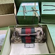 Gucci Horsebit Chain Small Shoulder Bag Beige/Ebony 764339 Size 27*11.5*5cm - 1