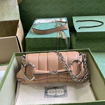 Gucci Horsebit Chain Small Shoulder Bag Rose Beige 764339 Size 27*11.5*5cm