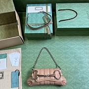Gucci Horsebit Chain Small Shoulder Bag Rose Beige 764339 Size 27*11.5*5cm - 4
