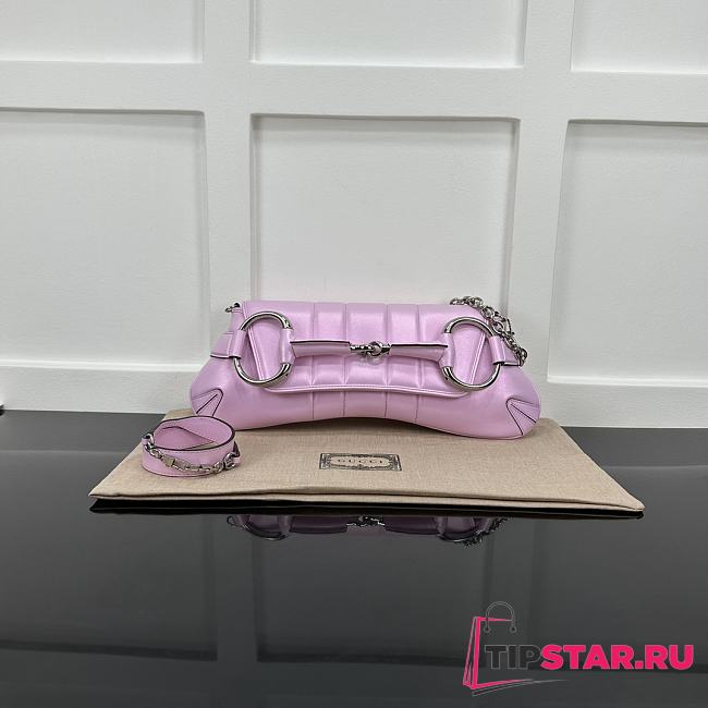Gucci Horsebit Chain Medium Shoulder Bag 764255 Pink Iridescent Size 38x15x16cm - 1