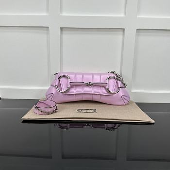 Gucci Horsebit Chain Medium Shoulder Bag 764255 Pink Iridescent Size 38x15x16cm