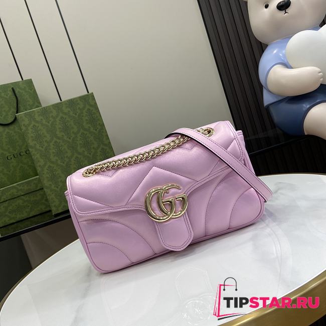 Gucci GG Marmont Small Shoulder Bag Pink Iridescent 443497 Size 26x15x7 cm - 1