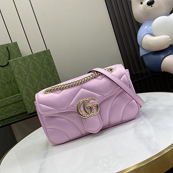Gucci GG Marmont Small Shoulder Bag Pink Iridescent 443497 Size 26x15x7 cm