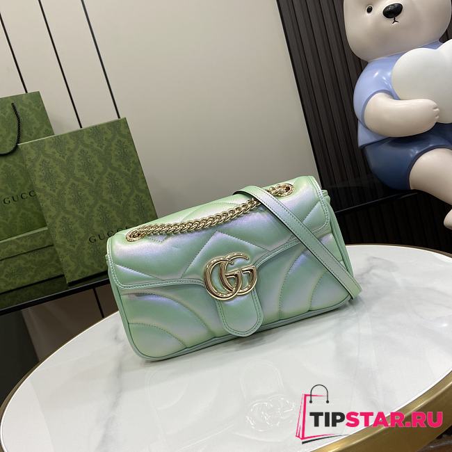Gucci GG Marmont Small Shoulder Bag Green Iridescent 443497 Size 26x15x7 cm - 1