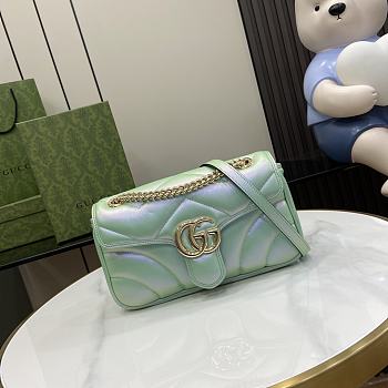 Gucci GG Marmont Small Shoulder Bag Green Iridescent 443497 Size 26x15x7 cm
