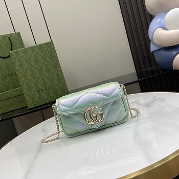 Gucci GG Marmont Super Mini Bag Green Iridescent 476433 Size 16.5 x 10 x 4.5cm