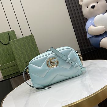Gucci GG Marmont Small Shoulder Bag 447632 Blue Iridescent Size 24 x 13 x 7cm