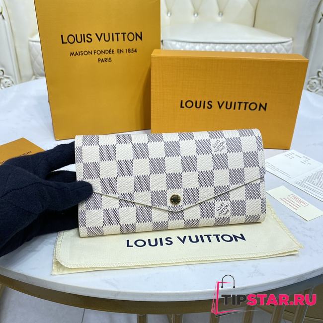 Louis Vuitton N63208 Sarah Wallet Damier Azur Size 19 x 10.5 x 2.5 cm - 1