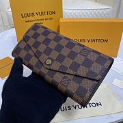 Louis Vuitton N63209 Sarah Wallet Damier Ebene Brown Size 19 x 10.5 x 2.5 cm - 1