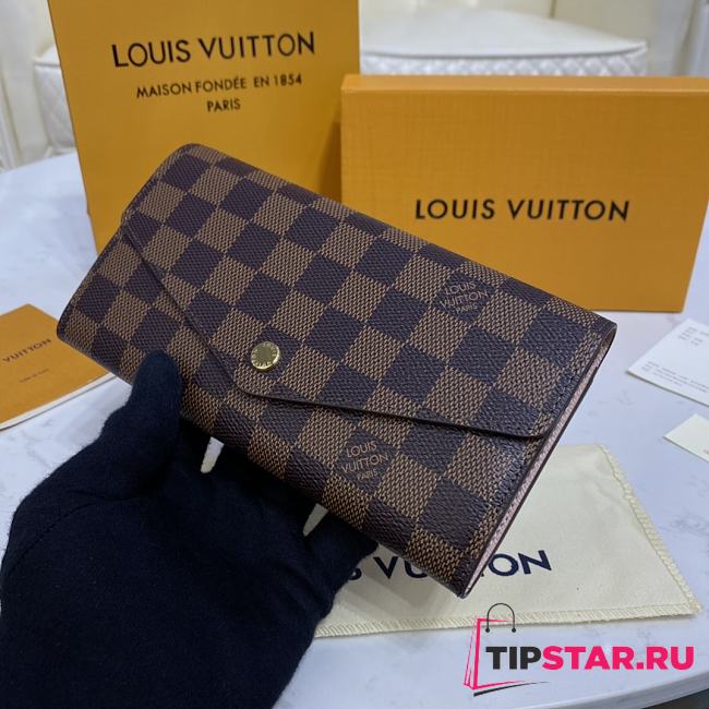 Louis Vuitton N60114 Sarah Wallet Damier Ebene Rose Size 19 x 10.5 x 2.5 cm - 1