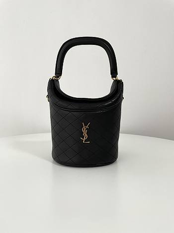 YSL Gaby Bucket Bag In Lambskin 763961 Black Size 19 X 17 X 15 CM