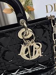Dior Medium Lady D-Joy Bag Black Patent Cannage Calfskin Size 26 x 13.5 x 5 cm - 3