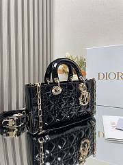 Dior Medium Lady D-Joy Bag Black Patent Cannage Calfskin Size 26 x 13.5 x 5 cm - 2