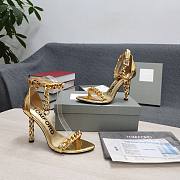 Tom Ford Mirror Leather Chain Heel Ankle Strap Sandal Gold 10.5cm - 2