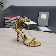 Tom Ford Mirror Leather Chain Heel Ankle Strap Sandal Gold 10.5cm - 3