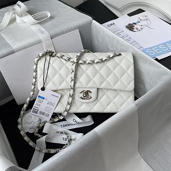 Chanel Small Flap Bag White Caviar Silver Hardware Size 23.5 cm